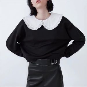 Zara | Black sweater white peter pan collar size SM bozy cropped